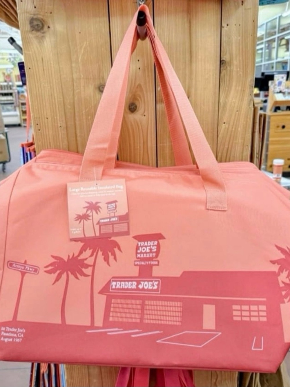 Trader Joe’s Large Reusable Insulated Tote Bag Peach